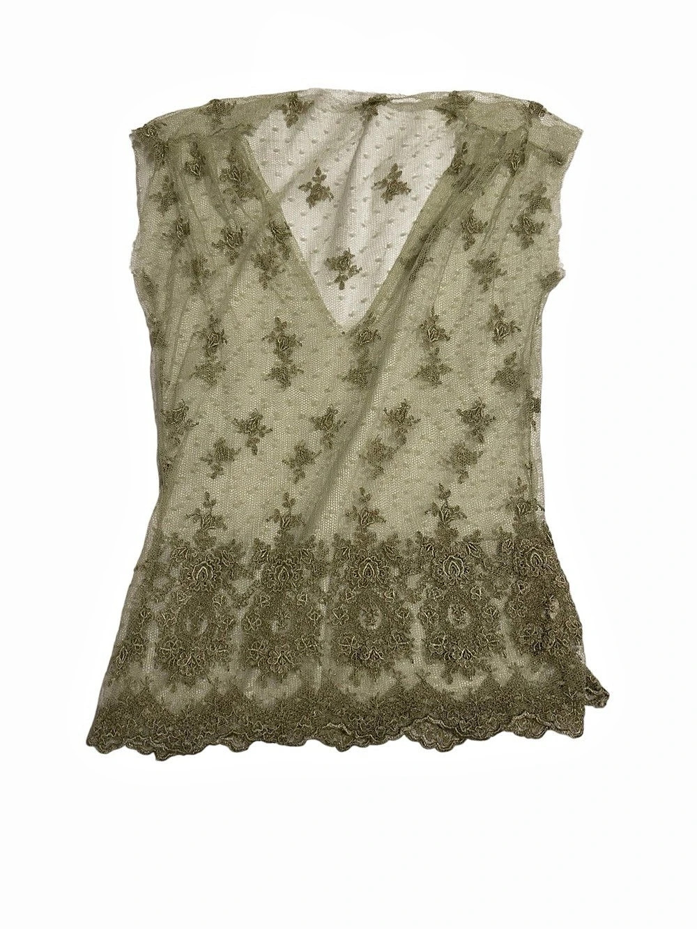 Biya Floral Lace V-Neck Tank Top in Green